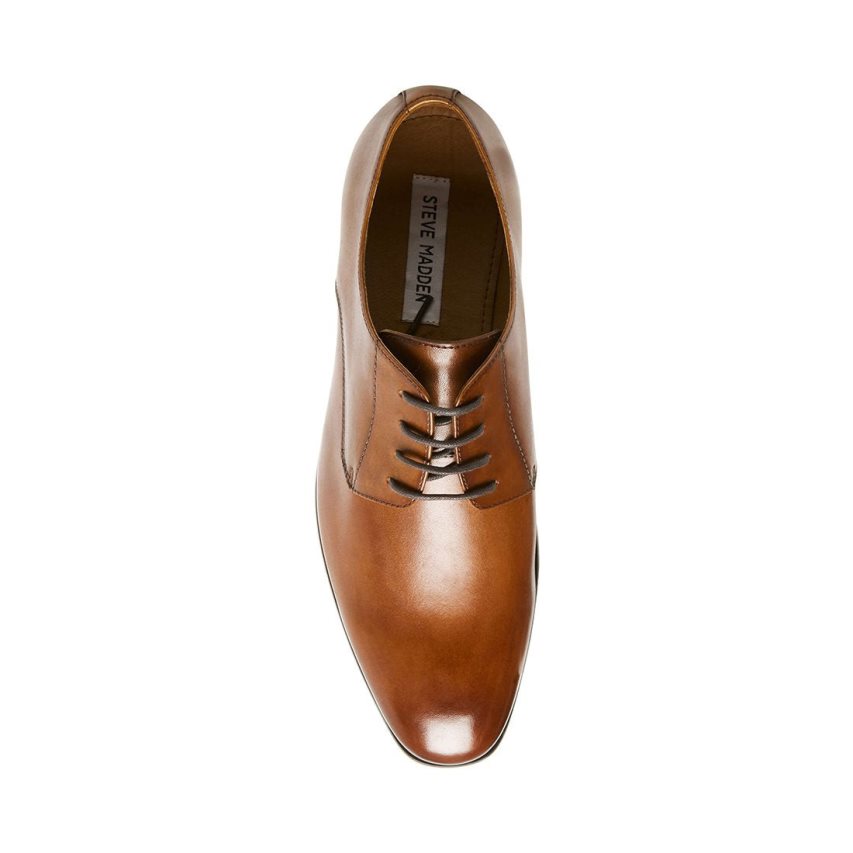 Brown Steve Madden Prey Leather Men's Derby Shoes | PH 8251JCK